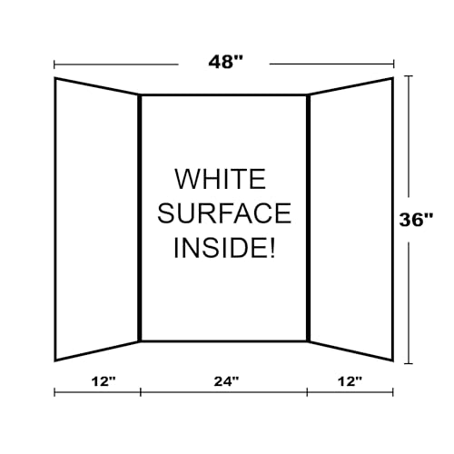 BAZIC Products Trifold Poster Board – White Corrugated Cardboard Display Board for School Projects, Science Fairs, Photos, Charts, and Classroom Presentations, 36" X 48", 1-Pack