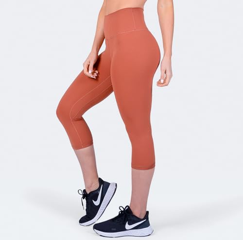 SunplusTrade Calça legging feminina para ioga, ginástica, corrida, calça capri 7/8, Âmbar, PP