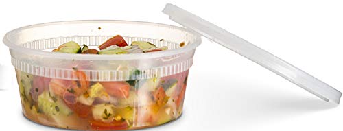 Basix [48 Count 8 Oz Combo] Disposable Plastic Deli Food Storage Containers With Plastic Lids, Leakproof, Great For Meal Prep, Picnic, Take Out, Traveling, Fruits, Snack, Or Liquids #TOP3