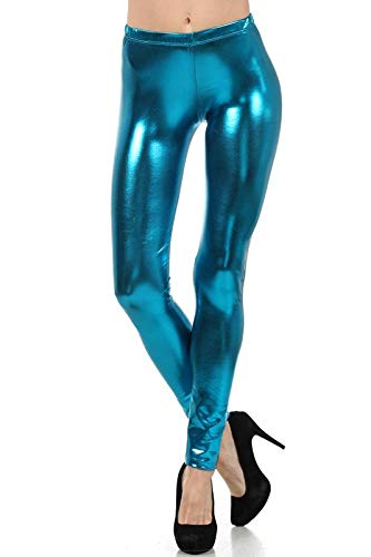 Image of Women's Wet Look Shiny Faux Leather Metallic Stretch Leggings Pants