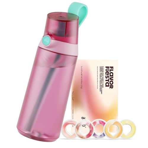 air up® water bottle (21oz) Click original starter set with pods in 5 flavors | drinking bottle with sugar-free flavoring | dishwasher-safe, BPA-free (Shrimp Pink)