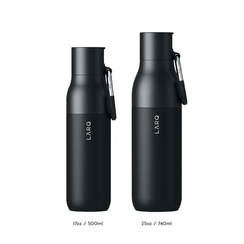 LARQ Bottle Filtered - Insulated Stainless Steel Water Bottle BPA Free with Nano Zero technology and long-lasting filters, Obsidian Black, 17oz - Image 7
