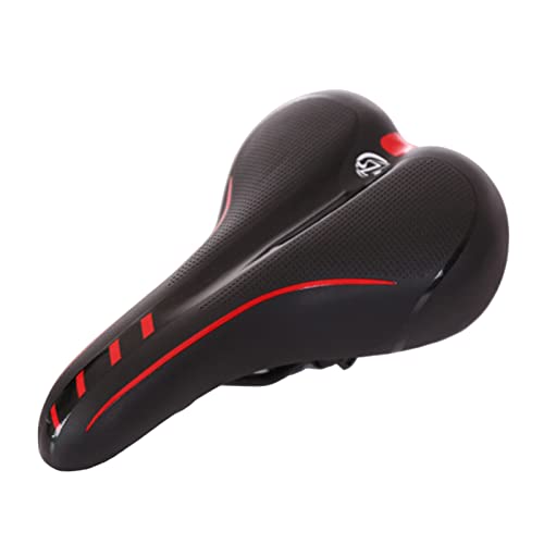 Roadoor Selle de vélo confortable en simili cuir respirant pour soulager la douleur Rouge