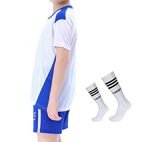 Leoci Boy's Soccer Jersey Kids Unisex Girls Football Jersey/Shorts/Socks Kit Set #TOP2