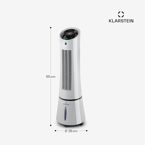 Climatizzatore 4In1: Raffrescatore Evaporativo, Ventilatore, Umidificatore/Ionizzatore, 6L, Oscillazione, 30W, 210M³/H, Timer, No Tubo Di Scarico, Portatile, Klarstein, Argento, Skyscraper Ice Smart - 7
