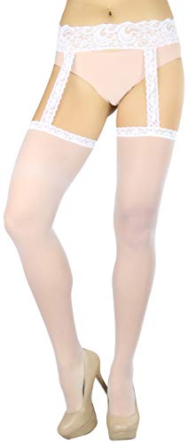 Image of ToBeInStyle Women's Attached Garter Belt Suspender Nylon Stocking Pantyhose