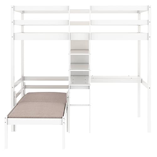 Flieks Twin Over Twin/Full Bunk Bed With Twin Size Trundle, Solid Wood Bunk Bed For Kids/Teens Bedroom/Guest Room Furniture, No Box Spring Needed #TOP6
