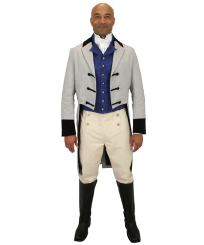 Historical Emporium Men's Velvet Trimmed Sovereign Regency Tailcoat XL Gray