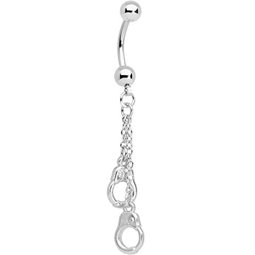 Body Candy 14G 316L Steel Navel Ring Piercing Handcuff Reversible Dangle Belly Button