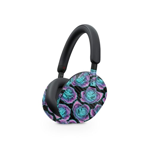 Image of MightySkins Carbon Fiber Skin Compatible with Sony WH-1000XM5 Headphones - Crystalline Roses | Protective, Durable Textured Carbon Fiber Finish | Easy to Apply