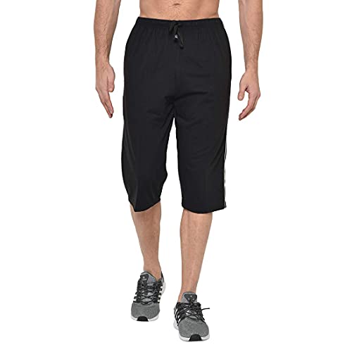 Image of Men's Regular Fit Cotton Three by Fourth, 3 /4th, Man Capri, Capris, Three Quarter, Capri for Men, Printed, Sports Running, Three Quarte, Casual Lounge Short, Nightwear Sleep Shorts, Pack of 2