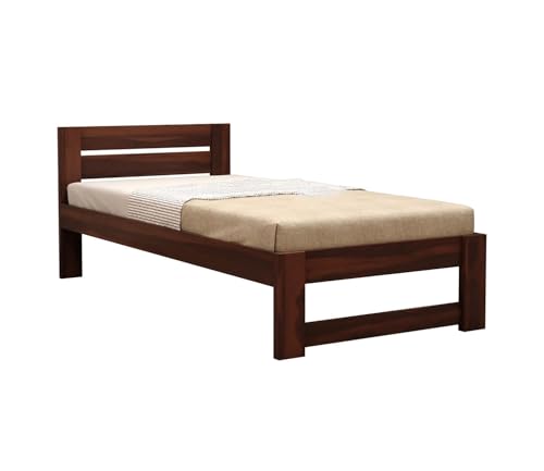 Image of CRAFT D ARTS Sheesham Wood Single Size Bed Without Storage | Wooden Single Bed | Space Saving Low Floor /Lying /Rise /Level /Profile Cot Bed for Bedroom | Denzel, Walnut Finish