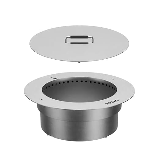 Breeo Zentro Stainless Steel Fire Pit Insert - Smokeless Firepit Ring Insert for Outdoor Fire Pit - for Outside Block, Stone, & Concrete Backyard Firepit Surrounds - Lid Included - Round 24"