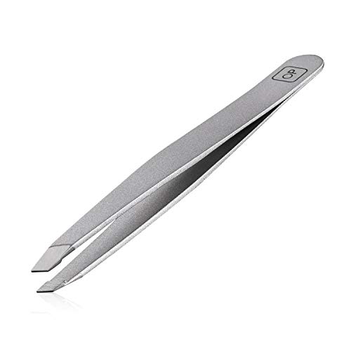 Slant Tweezers Precision for Eyebrows & Facial Hair Removal Professional Grade Stainless Steel Slant Tip Tweezers, Anti-fingerprint & Anti-stains, opove Y1 Space Gray