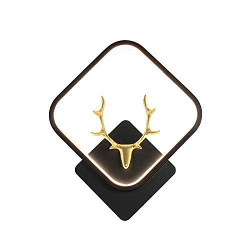 mahaur 3-in-1 LED Wall Light with Switch, Color-Changing for Bedroom, Living Room, Modern Design, Decorative Night Lamp, Warm/Natural/Cold White, Deer Head, Black Square Home Décor_