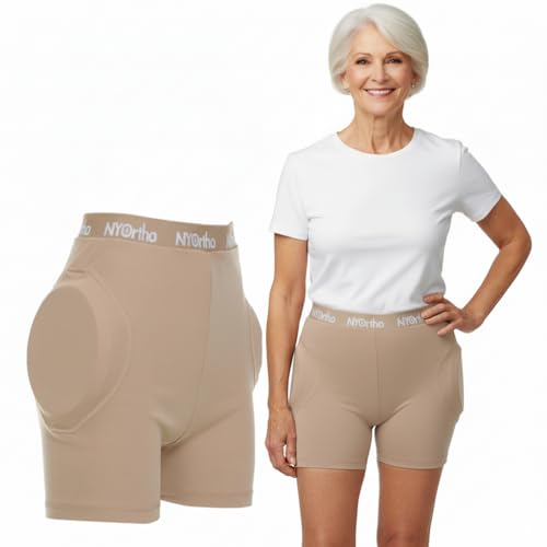 NYOrtho Hip Protector Unisex – Low Profile Fall Absorption Shorts – Padded Hip Pads for Elderly – Fracture & Injury Prevention – Crash Pants – Breathable Protective Shorts