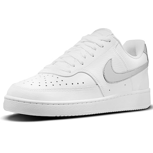 Migliori Scarpe Nike sotto i 100 euro Nike Court Vision Low, Scarpe Donna, Bianco (White/Metallic Silver), 40.5 EU