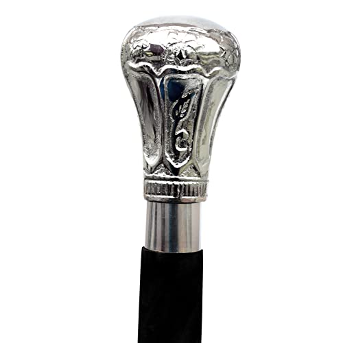 Chrome Plated Brass Knob - Walking Stick Cane 36 Inch L/Black Handmade Victorian Handle Brass Handle Head Cane Shaft Wooden #TOP4