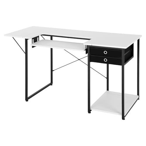 VEVOR Sewing Table, Multipurpose Sewing Machine Table with Drawers, Foldable Side Shelf, Adjustable Shelf, Steel Legs, Computer Desk for Home, Fashion Studio, Art Studio, Educational Institution by VEVOR - Used condition - Image 3