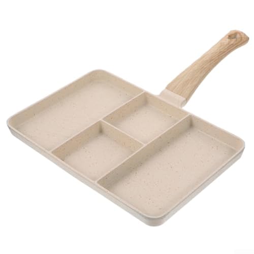Sartén de piedra Maifan antiadherente, 37 x 27 cm, diseño de cuatro agujeros para cocinar huevos y filetes, para desayuno, construcción robusta con distribución uniforme del calor (blanco)