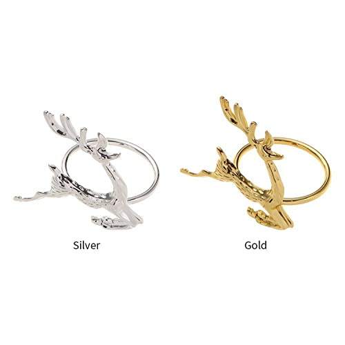 Napkin Rings, Set Of 6 Gold Elk Christmas Napkin Rings For Dinner, Holiday, Parties Weddings Family Gatherings Table Decoration (Gold) #TOP6