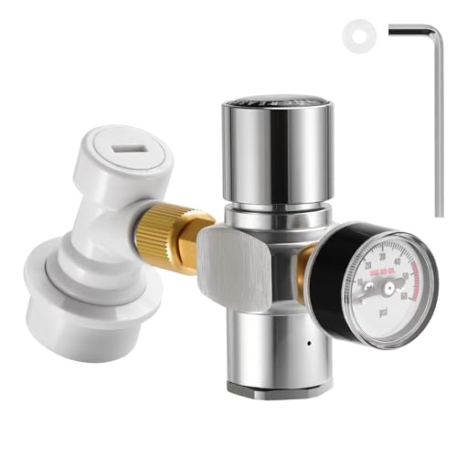 Hold Stable Pressure 0-60 PSI Mini Keg Regulator, No Leaking Portable Cornelius Corny Beer Growler Outdoor Picnic Party Carbonation CO2 Gas Ball Lock Disconnect Mini keg Charger Regulator