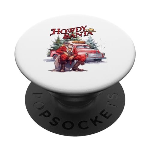 Western Christmas Santa Cowboy Red Howdy Red Truck PopSockets PopGrip Intercambiabile