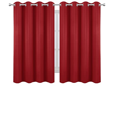 Image of LEMOMO Bright Red Blackout Curtains 52 x 54 Inch Length /Set of 2 Curtain Panels /Thermal Insulated Room Darkening Blackout Curtains for Bedroom