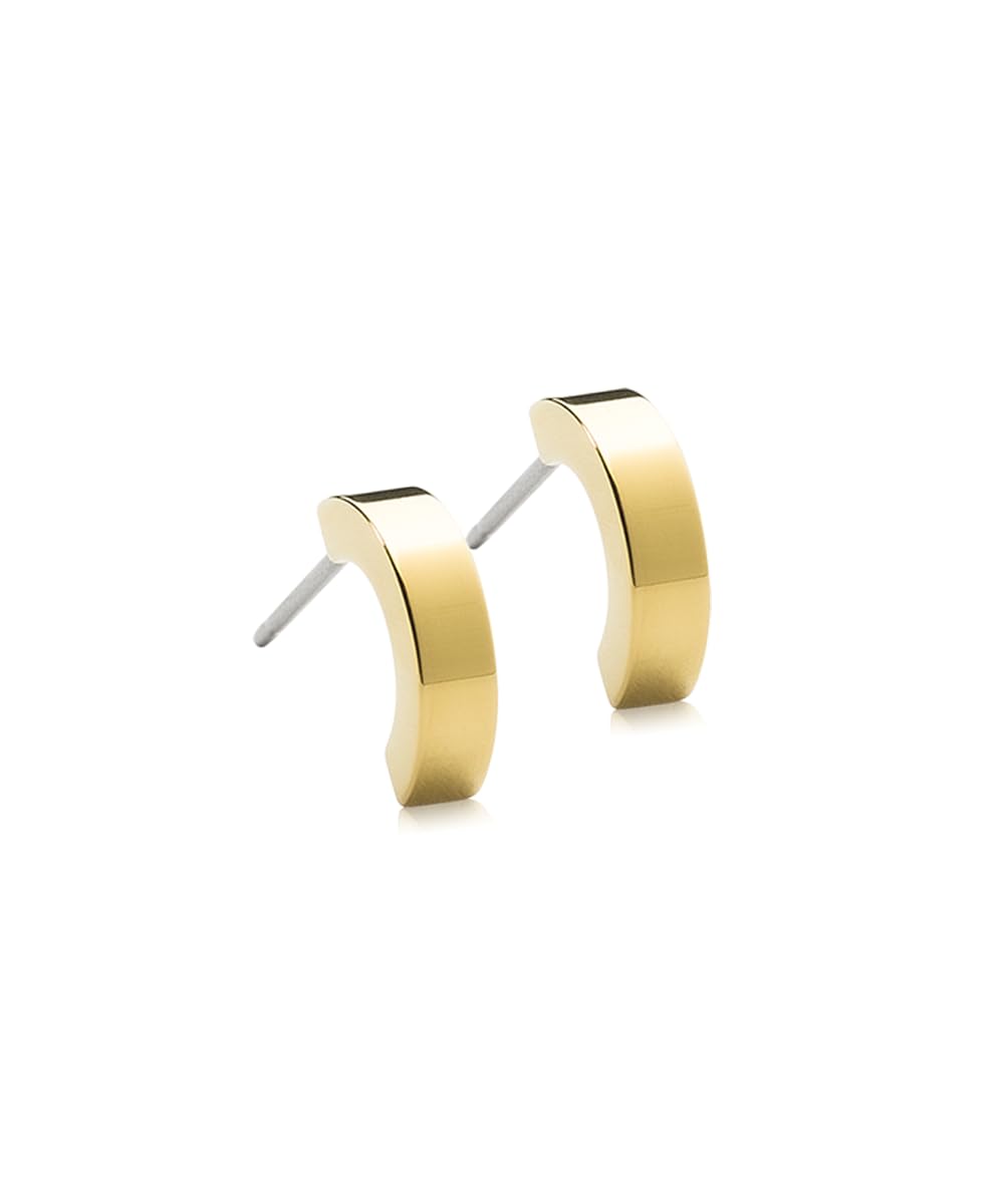 Blomdahl | Hypoallergenic | Golden Titanium Plain Curved Pendant Earrings | Best Choice For Sensitive Ears