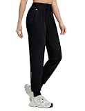 baleaf Women's Joggers Running Hiking Pants with Zipper Pockets Lightweight Athletic Travel Sweatpants Workout Jogging Black M