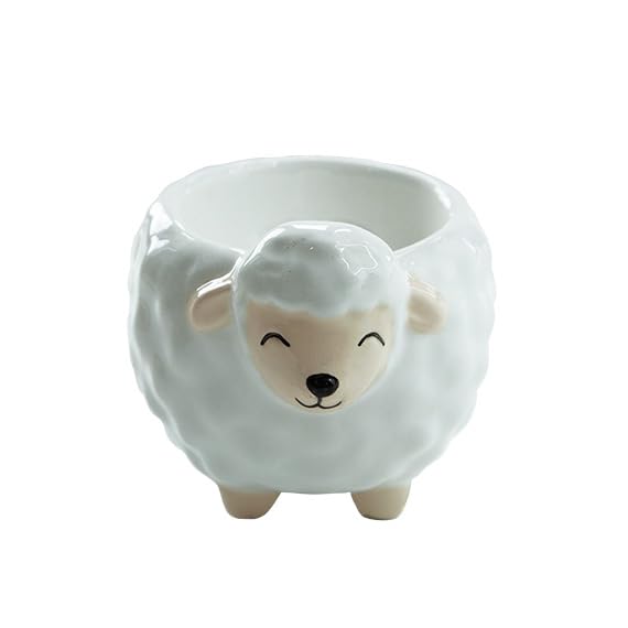Sass & Belle Highland Cow Egg Cup – Cute Ceramic Novelty Egg Cup for Breakfast, Fun Kitchen Tableware Gift, Collectable Farm Animal Egg Holder by Sass and Belle (White)