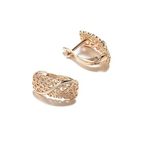 Shining Diva Fashion 18k Rose Gold Plated Latest Stylish Copper Zircon Earrings for Women and Girls (14470er)