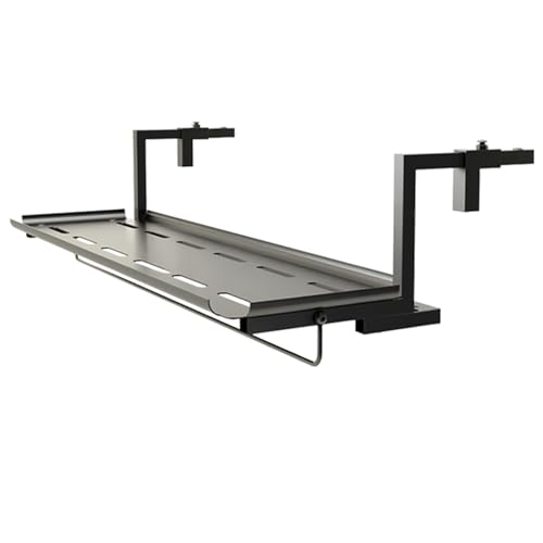 GWZHQIF Mesa De Patio para Exteriores,Mesa con Barandilla En Voladizo para Balcón,Ancho Ajustable,Apta para Jardines Terrazas y Patios(Size:120cm,Color:Negro)