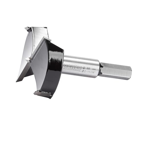 MOLLOM 2-11/16" (68mm) Forstner Drill Bit for Precise Woodworking with Durable YG8 Carbide Thickness of 2.0mm,This Hinge Cutter Tool is Ideal for Hard Wood Plastic