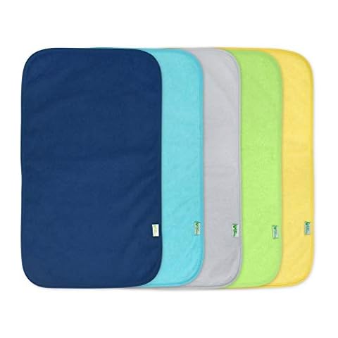 green sprouts Stay-Dry Burp Pads (5 Count) | Ultimate protection from drools & spit ups | Waterproof protection, Soft & absorbent terry, Machine washable Cover
