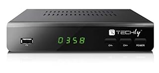 Techly 360974 Decoder Ricevitore Digitale Terrestre DVB-T/T2 H.265 HEVC 10bit Metallo con Telecomando Universale 2 in 1 con Alimentatore 12V Nero