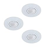EGLO 3er-Set Einbaustrahler Areitio, Spots Set aus gebürstetem Aluminium, 3 Einbauleuchten mit GU10 Fassung, LED Leuchtmittel inklusive, Spot flach, schwenkbar, Ø 11 cm