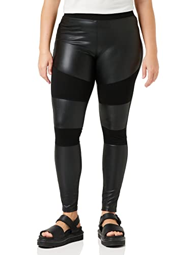 Urban Classics Damen Ladies Fake Leather Tech Yoga-Hose Leggings, Schwarz...