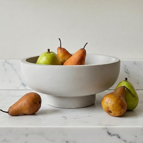 OAKOA Concrete Fruit Bowl for Kitchen Counter - Large Decorative ...