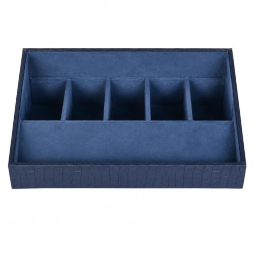 Image of La Trove 5 Slot Belt Organizer Display Tray for Drawer & Wardrobe, Blue | 5 slot tray for belts and buckles, ideal for drawer, wardrobe and closet storage with organized display in blue finish
