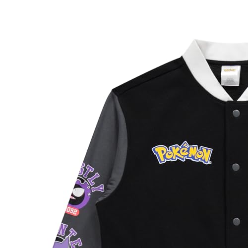 Pokemon Gengar Snap Varsity Jacket for Men - Adults Letterman Jacket with Embroidered Patches - Stylish Snap Button Jackets4