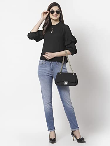 Image of Style Quotient Women Black Solid Tops