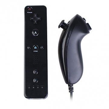 Black Remote & Nunchuk Controller Bundle For Nintendo Wii & Wii U