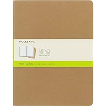 Moleskine Cahier Journal, Soft Cover, XL 7.5" x 9.75" Plain/Blank, Kraft Brown, 120 Pages Set of 3