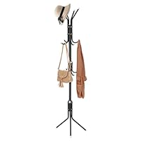 GREENSAPPIRE Coat Rack with 12 Hooks - 3 Tier Freestanding Metal Hanger Clothes Stand - Multifunctional Handbag Jacket Corner Coat Rack for Living Room Bedroom Corridor (Black)