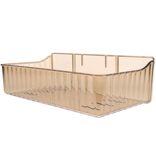 EXCEART 免打孔壁掛け置物ラック 強力耐荷重 防水デザイン バスルーム用透明水切り収納棚 小号茶黒 浴室整理に