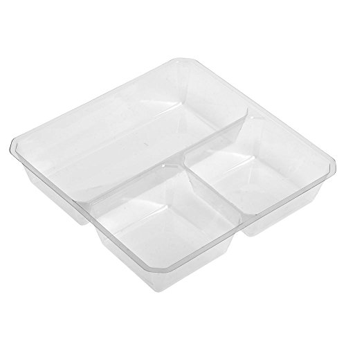GoCubes Clear PET Plastic 3-Compartment Insert - 5 1/8" L x 5 1/8" W x 3/8" H by PLACON CORPORATION – Plastic, Clear, Pack of 600, Model CC1-T1