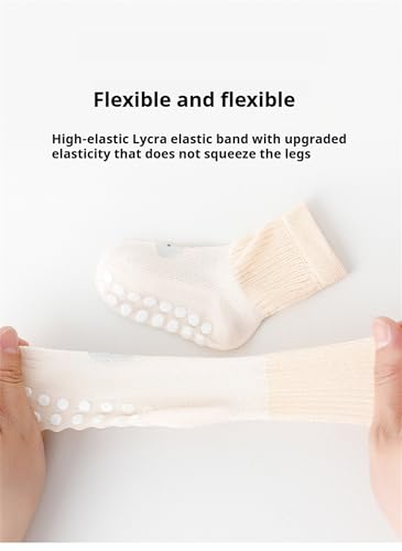 Anti-Slip Cartoon Baby Socks, Mesh Non-Skid Crew Socks with Grips for Infants, Toddlers, Girls, Boys, 5 Packs2