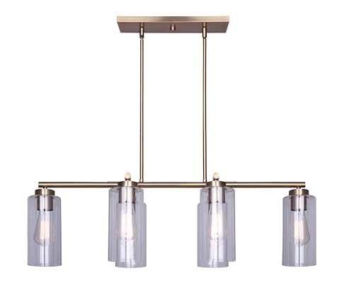 Canarm Yukon 6 lumières lustre or verre clair, 34,5 po