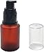 Jizlan 2 Pcs Empty 30ML Brown Refillable Glass Lotion Pump Bottle - Cosmetic Sample Container with Black Plastic Pump Head - Ideal for Creams, Serums, Emulsions, Travel Packing, Beauty Gels